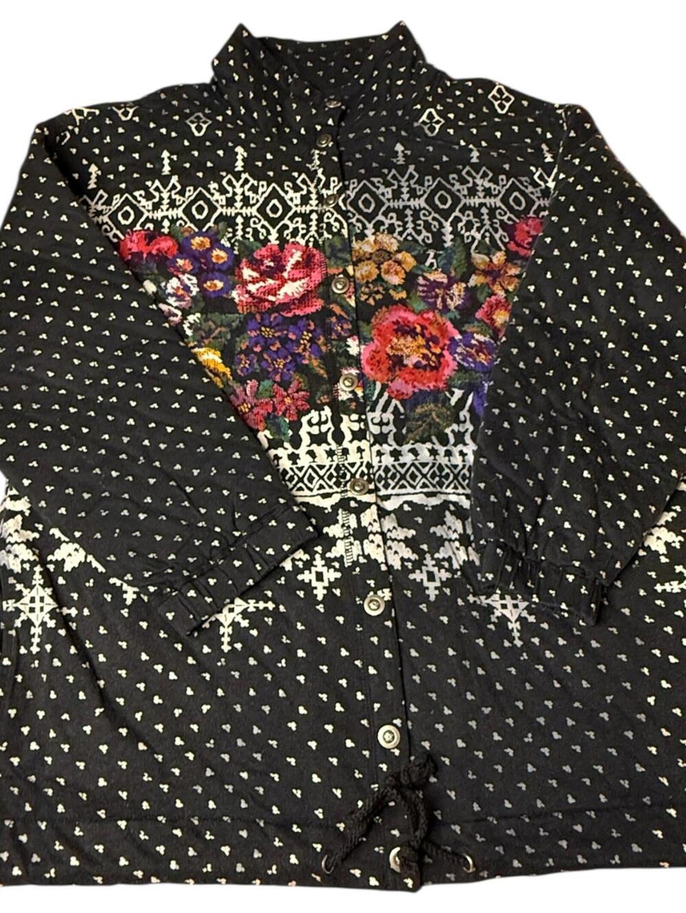 Carol Little Quilted Floral Button Front Jacket Size S